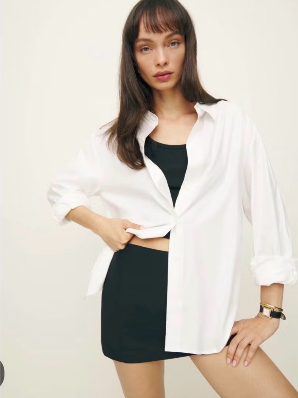 Reformation / Laura Harrier Classic White Button-Up Shirt - Women's Top